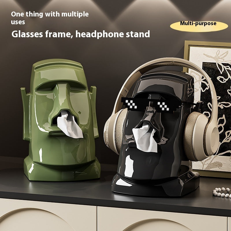 Creative Multifunctional Tissue Box & Heaadphones Holder Decoration