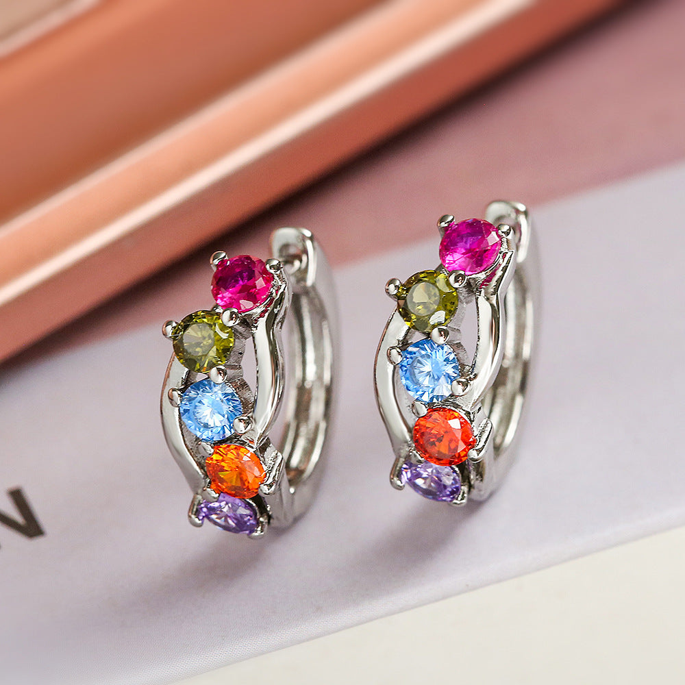 18K Gold Zircon Vintage Circle Earrings