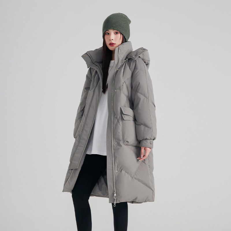 White Duck Down High-end Warm Women's Slimming Pinghu Coat Jacket