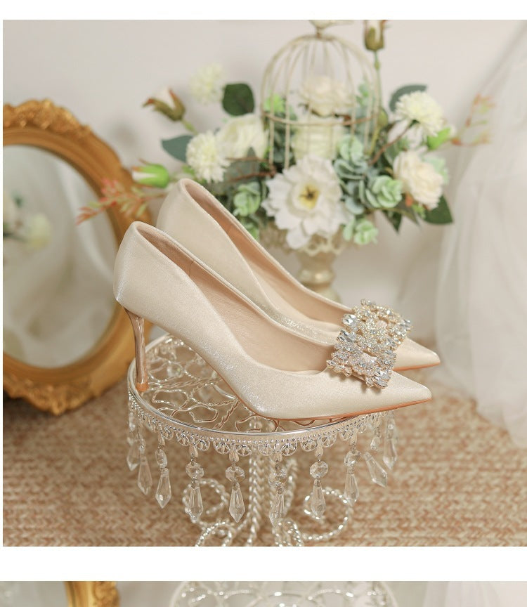 Two-way Wear Pointed-toe Stiletto Bride Shallow Mouth High Heels