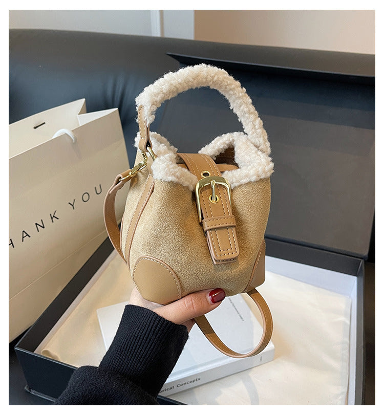 Umhängetaschen Damen Schultertasche Lässige Retro Plüschtasche