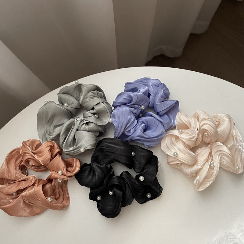 Pearl Texture Wavy Simple Ruffled Silk Scrunchie
