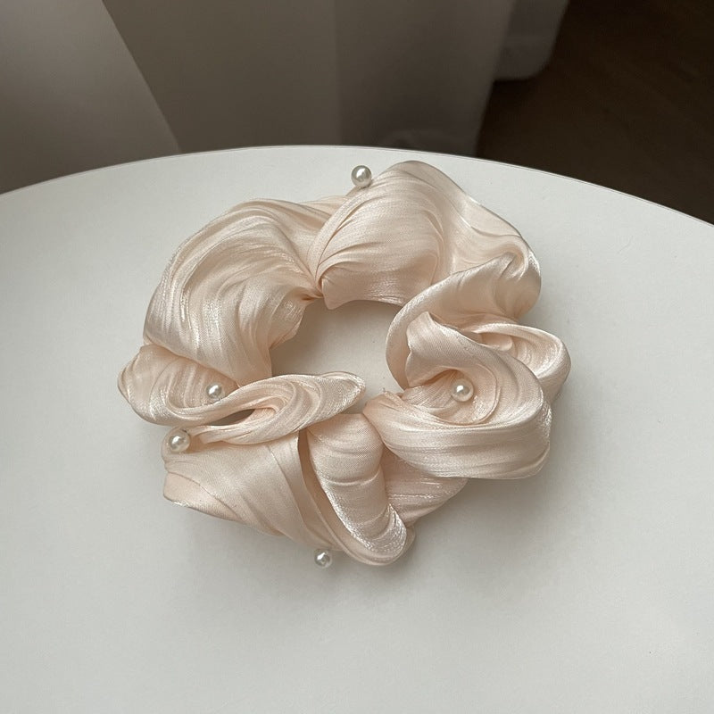 Pearl Texture Wavy Simple Ruffled Silk Scrunchie