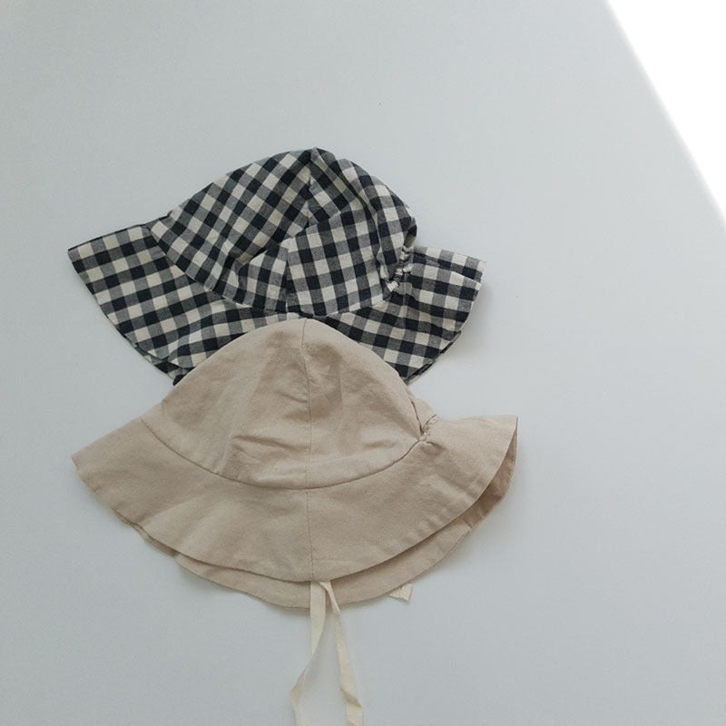 Plaid Romper & Hat Two-piece Baby Summer Clothes