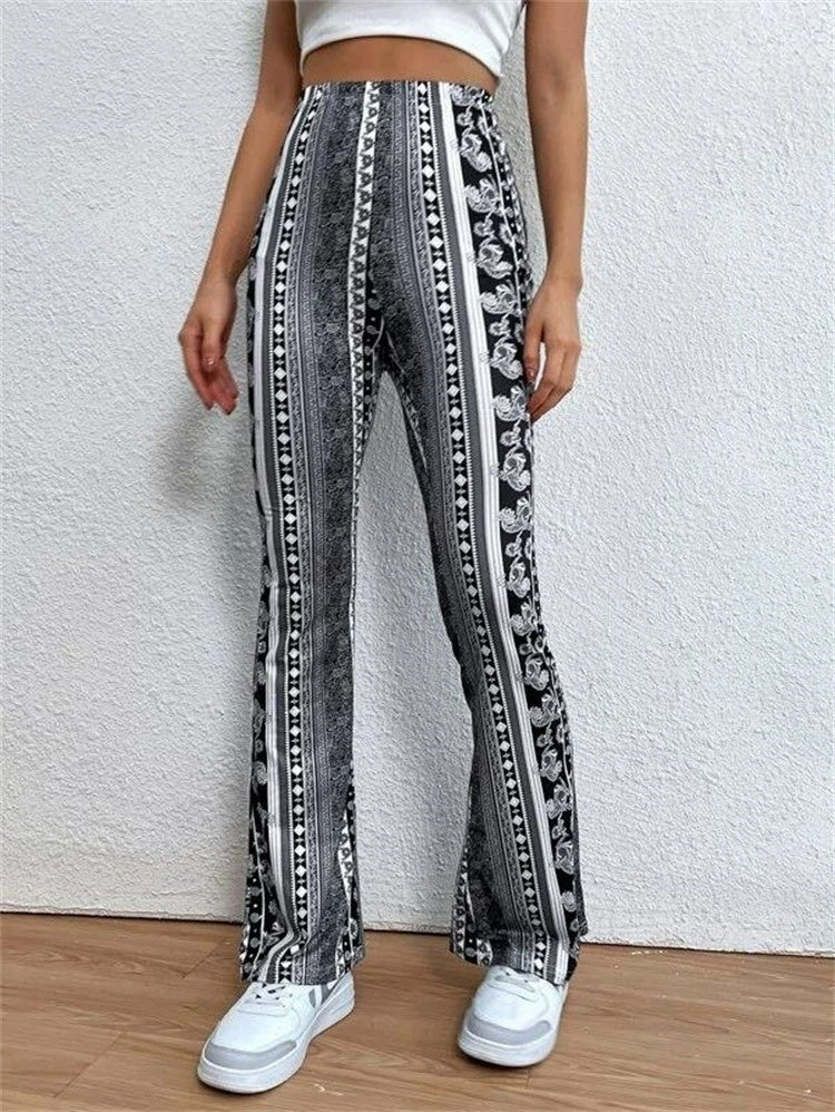 High Elastic Tight Pants Slim Print Trousers Women's Clothing