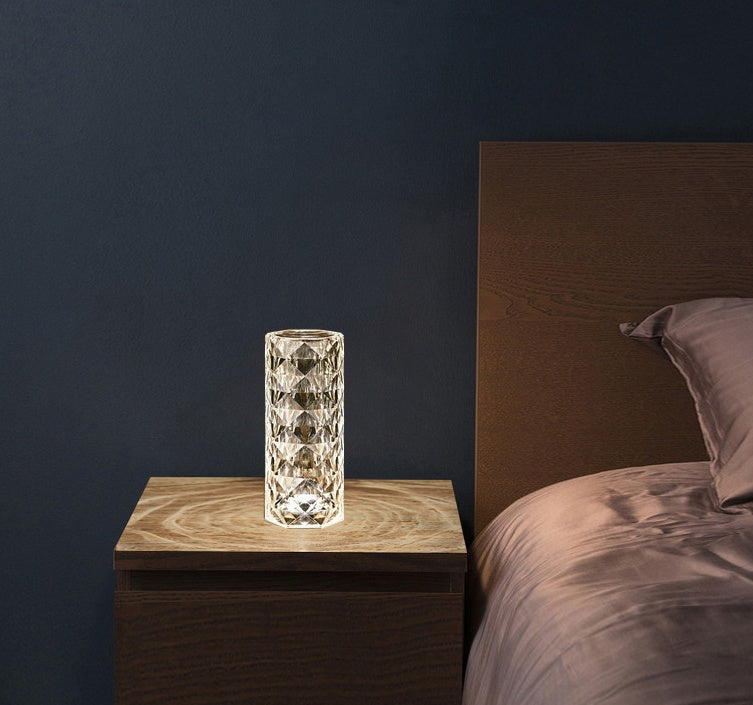 Nordic Crystal Touch Dimming Atmosphere Diamond Night Light Rose Projector Lamp Decor