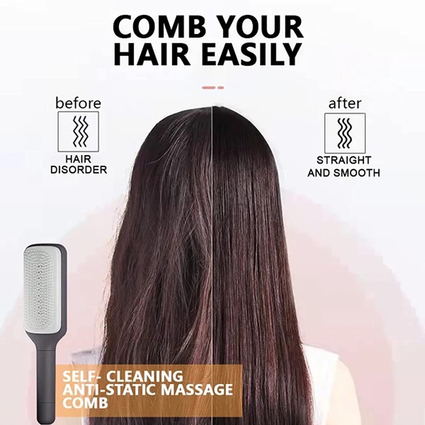 4 in 1 セルフクリーニングヘアブラシ 新セルフクリーニング静電気防止マッサージコーム スケーラブル回転リフティングセルフクリーニングヘアブラシ