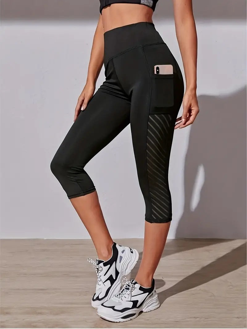 Color Contrast Patchwork Running Trousers Belly Contracting