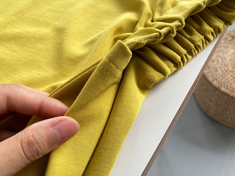 Skimpy Sleeves And Pleated T-shirt