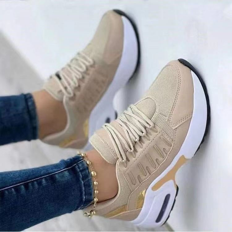 Lace Up Women Wedge Heel Running Shoes
