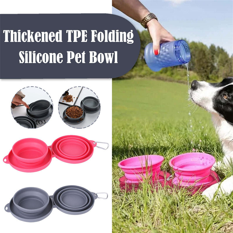 ゴム製折りたたみ式ダブルボウルペット給餌ボウルペット用品犬猫ボウル