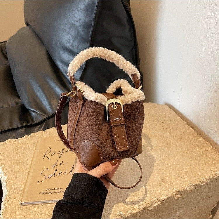 Umhängetaschen Damen Schultertasche Lässige Retro Plüschtasche