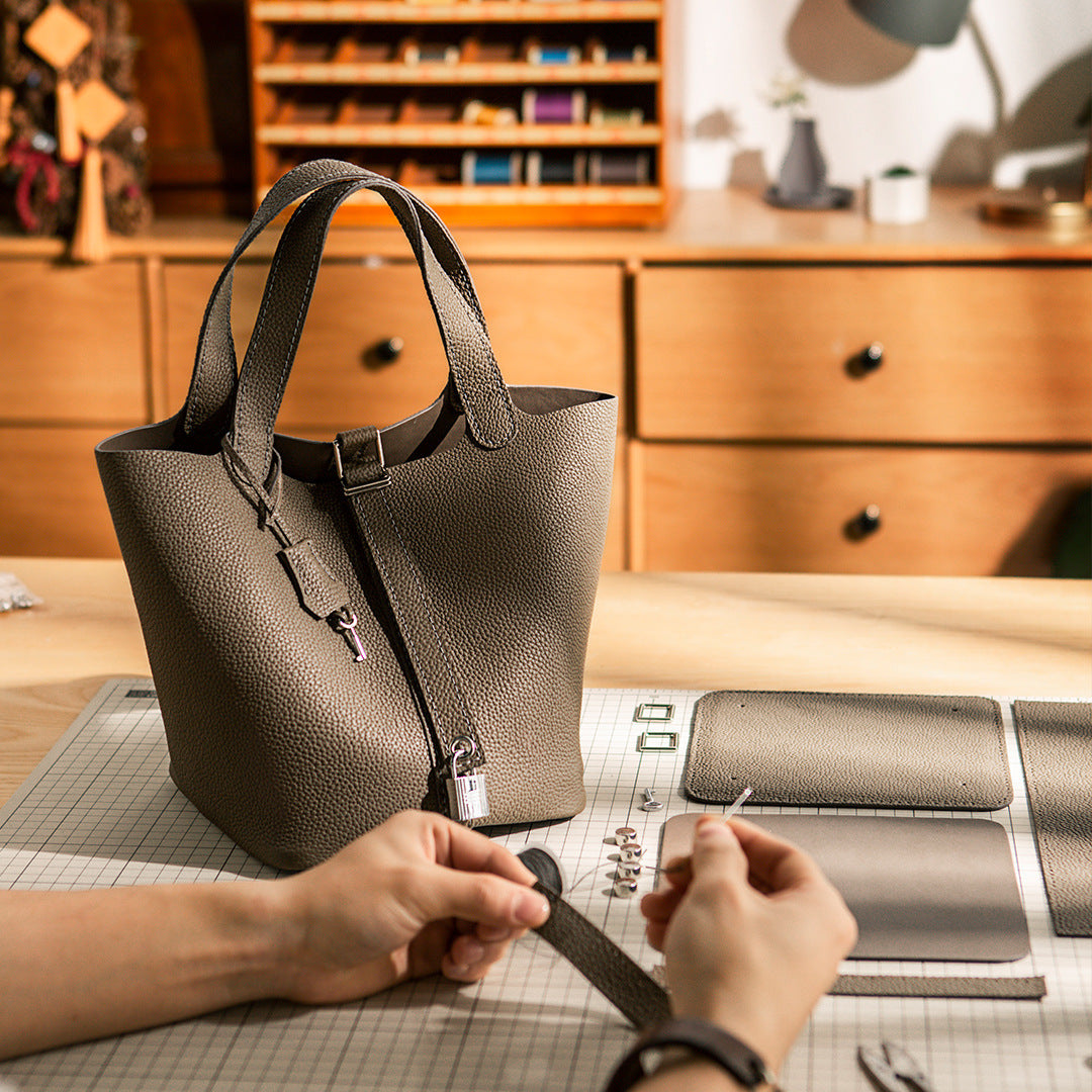 Hand Made Soft Leather Bucket Style Handbag