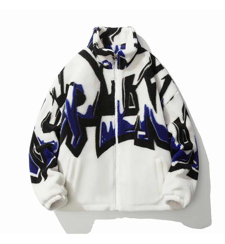 Fashion Printed Loose New Men's Fleece Cotton-padded Coat