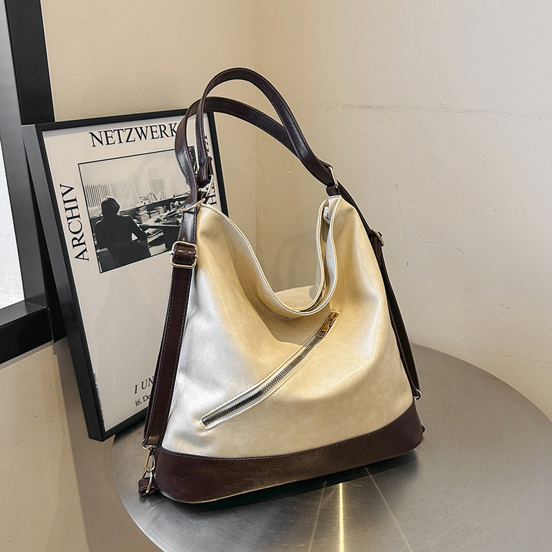 Two Function BackPack & Shoulder Bag Retro Commuter Texture Large Capacity Korean Style