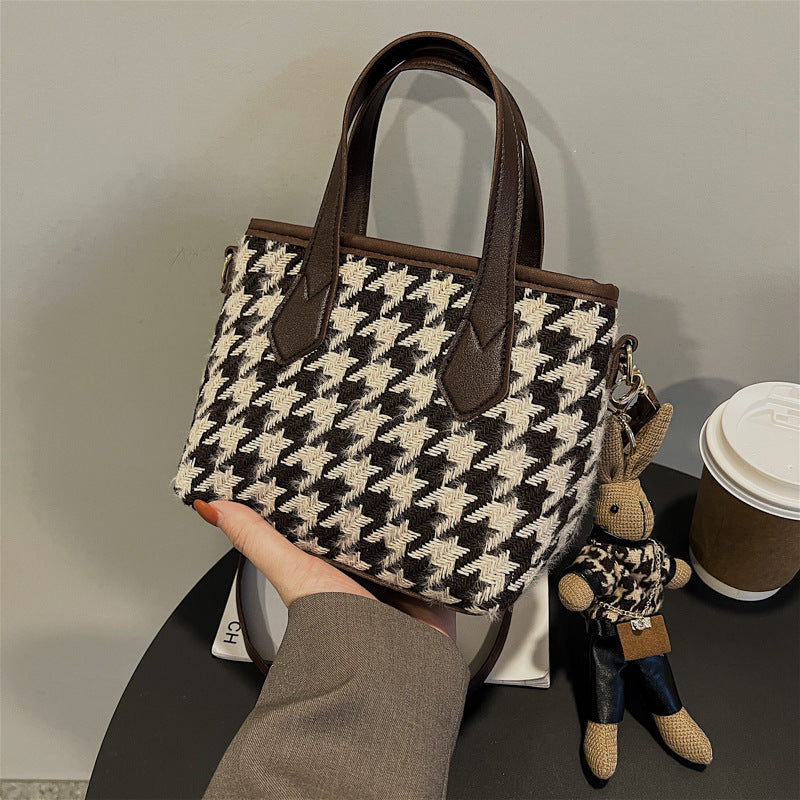 Mode Hahnentritt-Schultertaschen Tragbare Schachbrett-Handtaschen Allgleiches Umhängetasche Damen Totes
