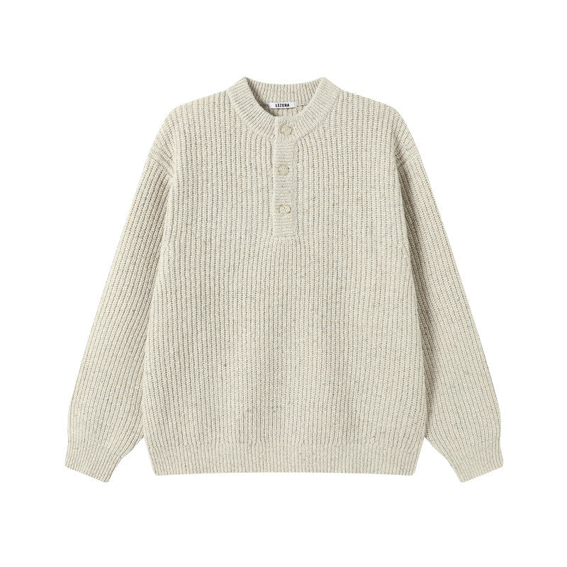 HENLEY NECK ALPACA WOOL SWEATER