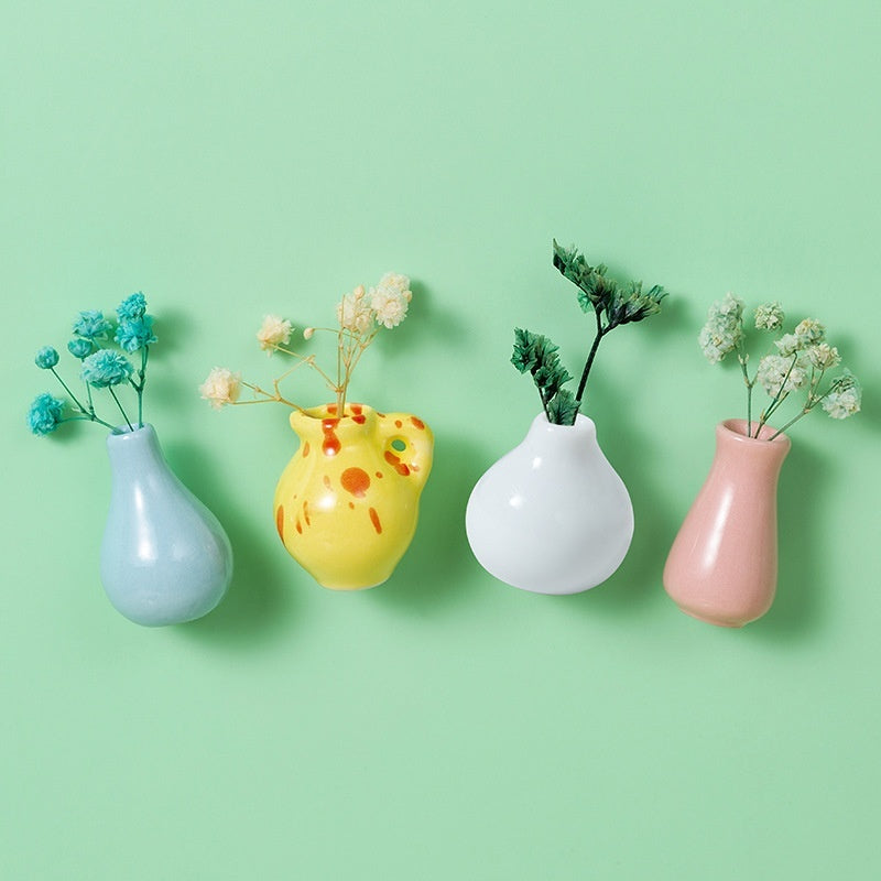 Magnetic Three-dimensional Decoration Refrigerator Sticker And Magnet Ceramic Mini Vases