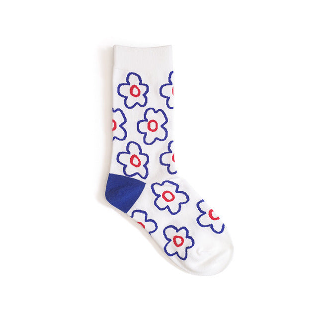 Cute cartoon flower socks cotton