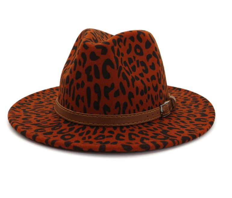 New leopard fur autumn and winter jazz hat