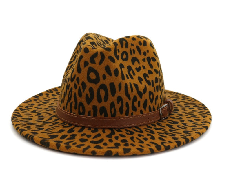 New leopard fur autumn and winter jazz hat