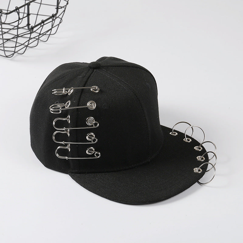 Hip-hop trend ring hoop pin rivet flat along hat