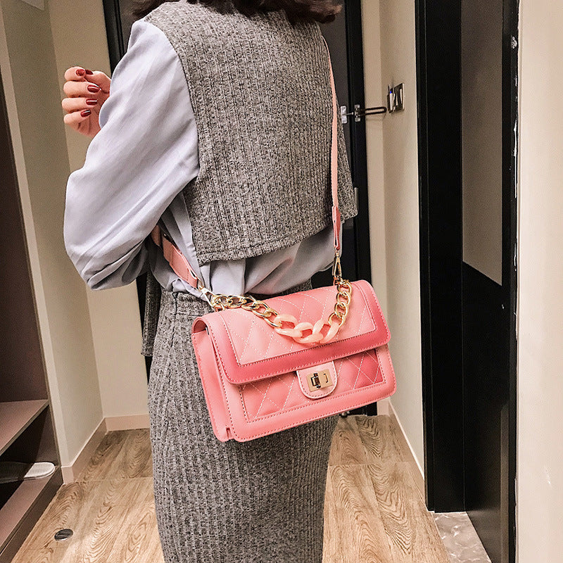 Small fragrance rhombic retro handbags gradient chain shoulder bag