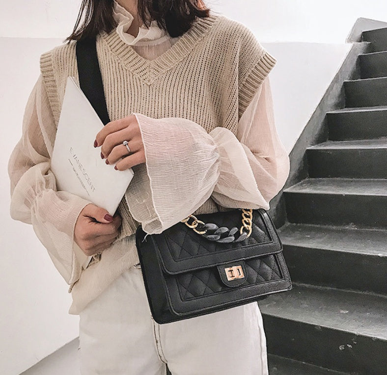 Small fragrance rhombic retro handbags gradient chain shoulder bag