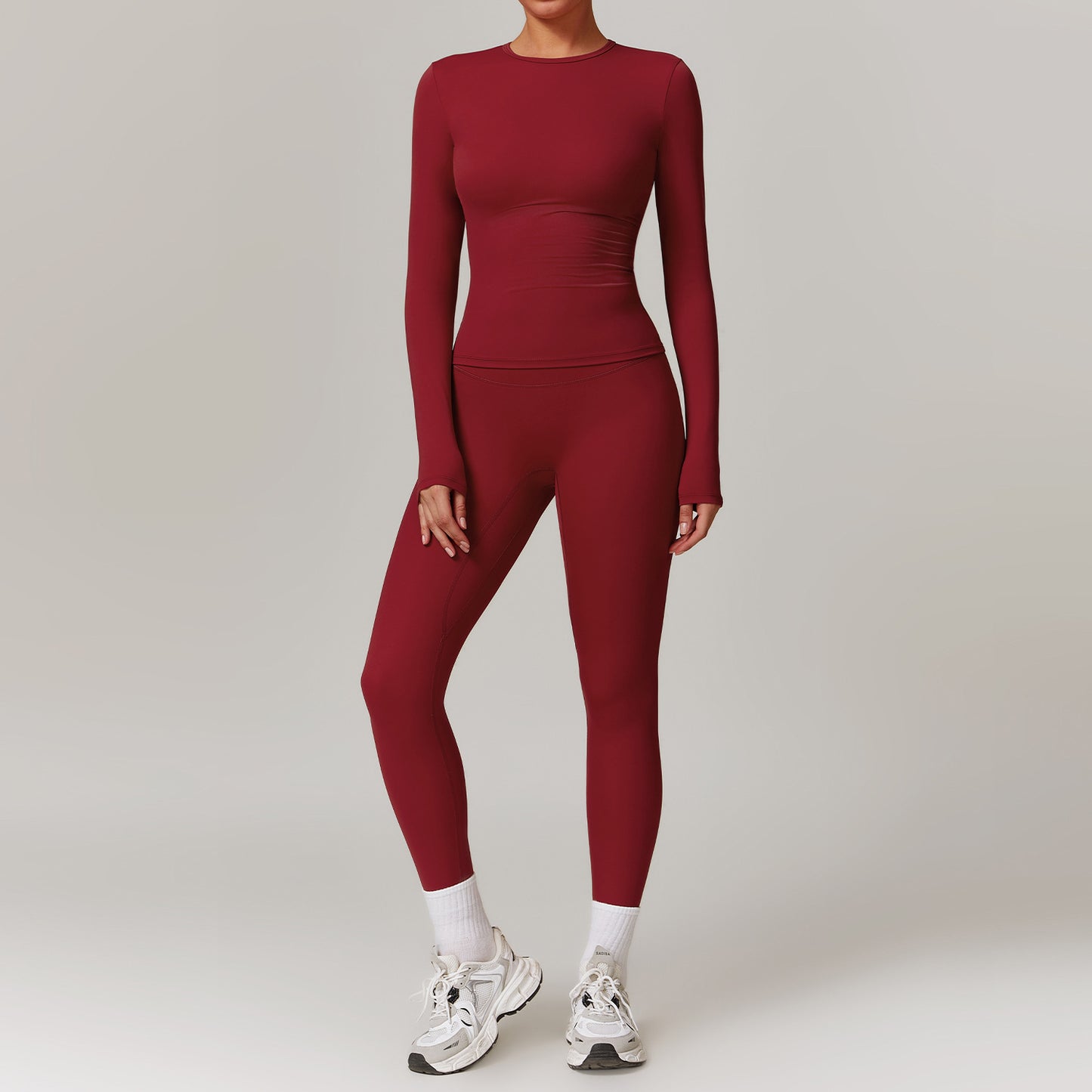 Tight-fitting Brushed Yoga Suit Quick-drying Fitness Long Sleeve Yoga Set