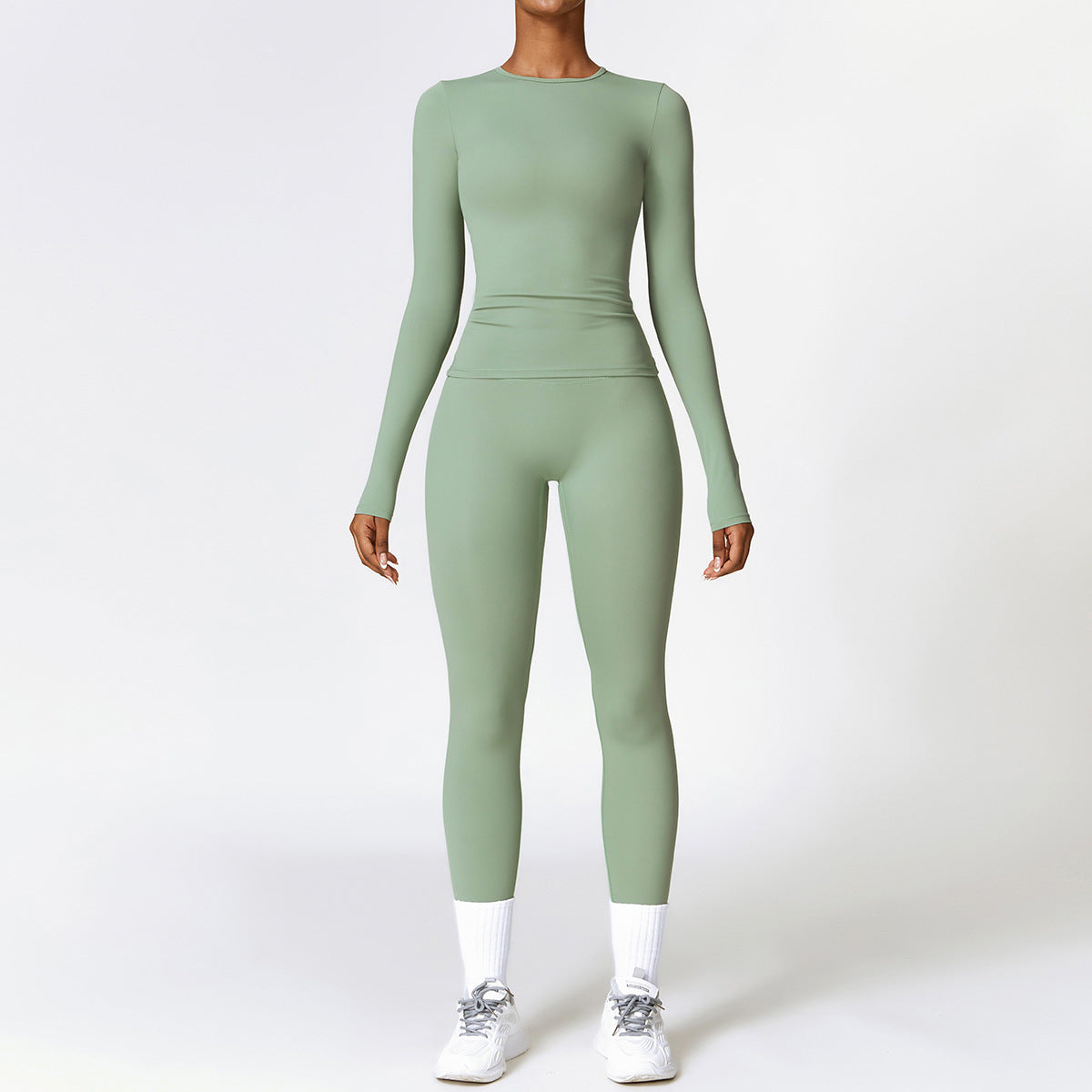 Tight-fitting Brushed Yoga Suit Quick-drying Fitness Long Sleeve Yoga Set