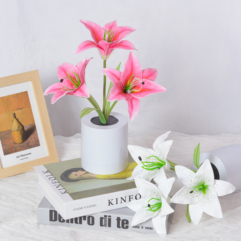 Rechargeable Led Lily Flower Pot Lamp