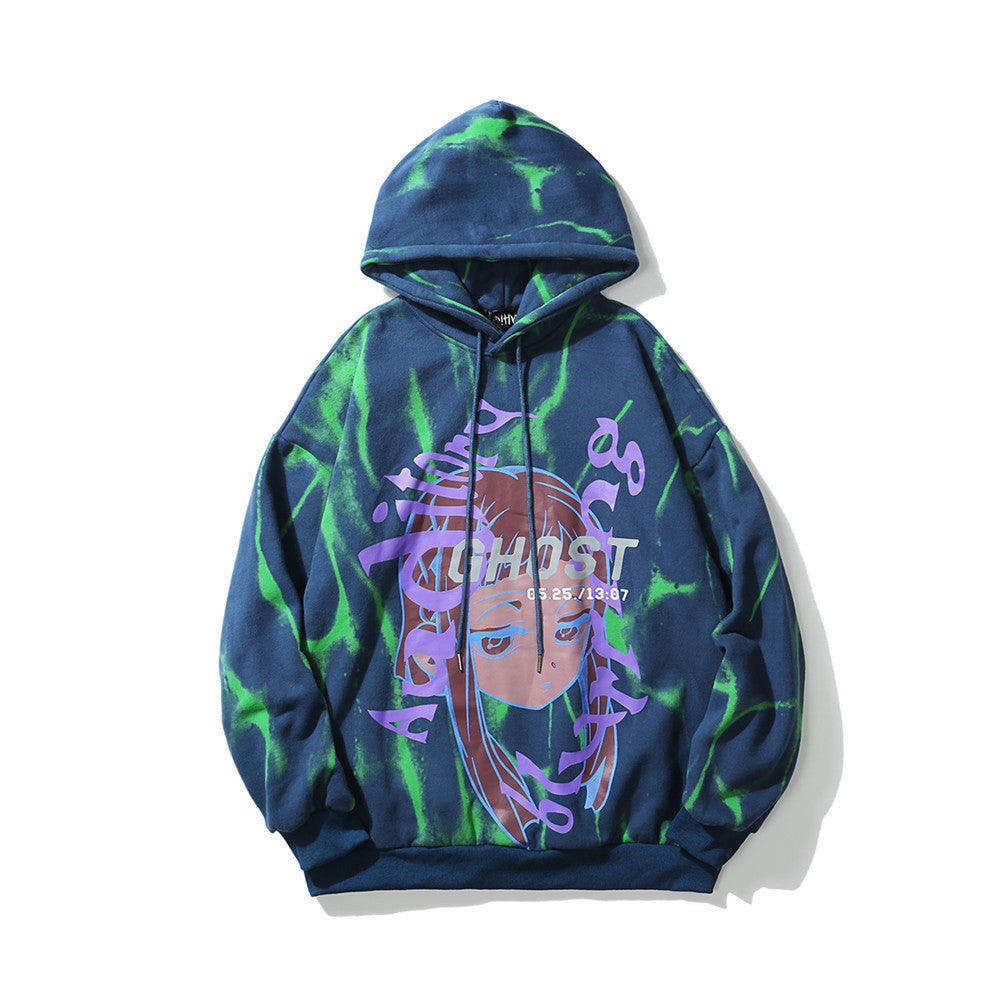 Cartoon Print velvet Sweater Street Trend Hoodie
