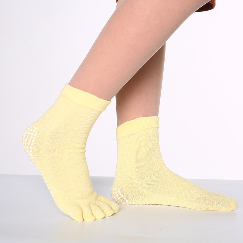 Women's Pure Cotton Dispensing Non-slip Yoga Five Finger Socks