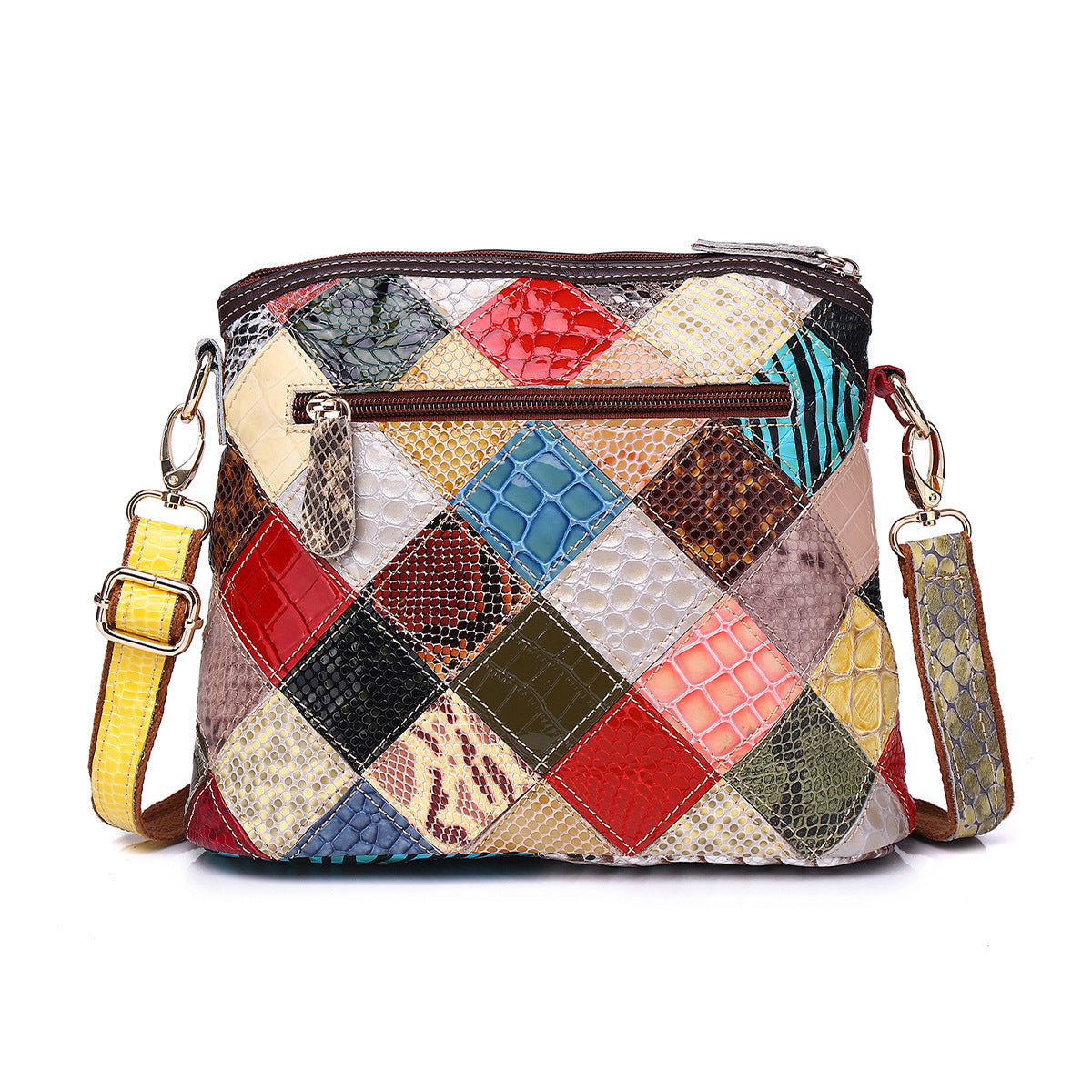 Genuine Leather Serpentine Color Handmade Tassel Flowers Shoulder Bag For Women
