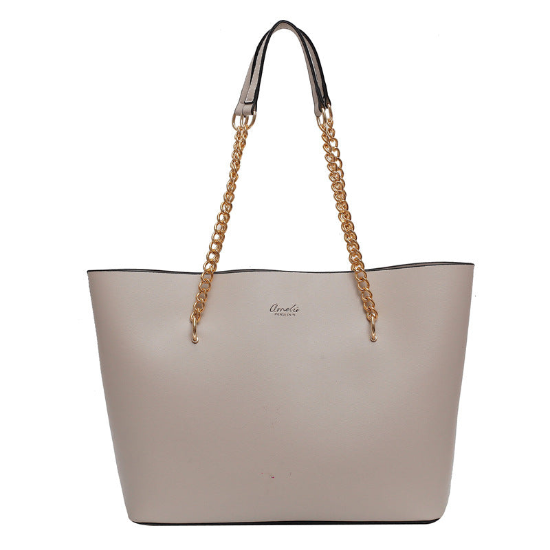 Korean Style Ladies Chain Tote Brown Handbag