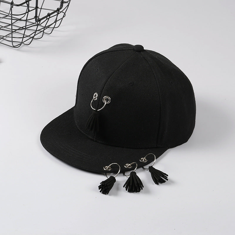 Hip-hop trend ring hoop pin rivet flat along hat