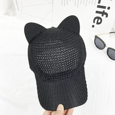夏に使えるかわいい猫耳通気性ソーラーメッシュ野球帽