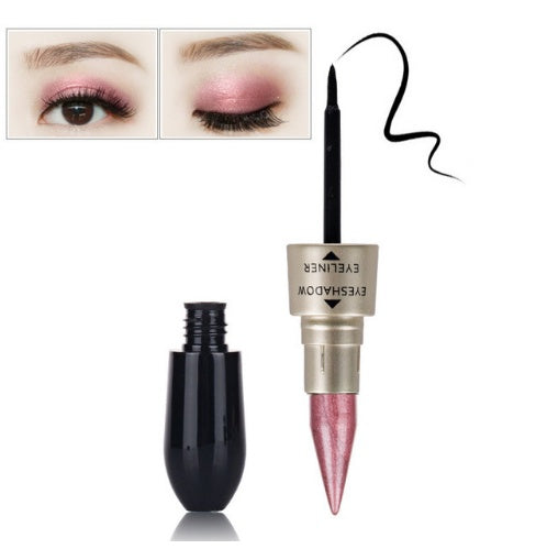 Doppelkopf-Lidschatten in sechs Farben, schwarzer Eyeliner