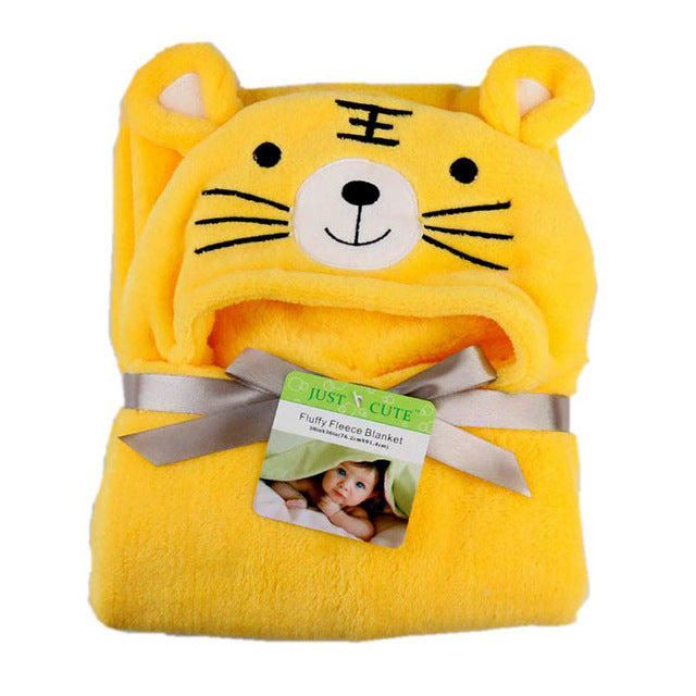 Baby fleece Cartoon Style bath hooded towel