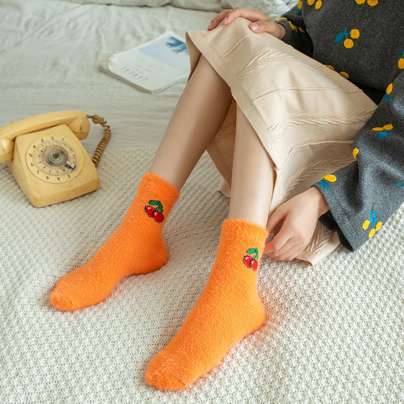 Japanese Plus Coral Velvet Fruit Colour Sock