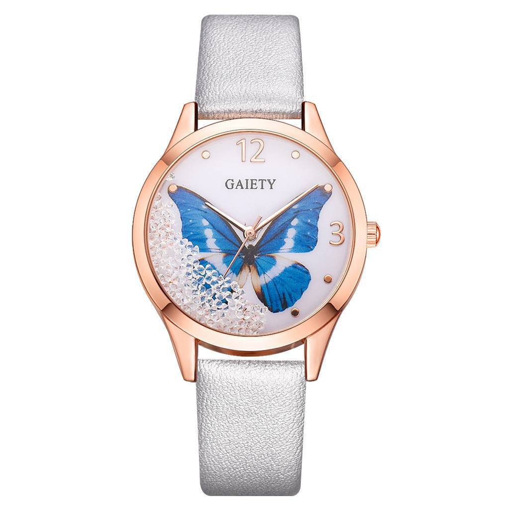 Gaiety Brand Luxus-Armbanduhr mit abnehmbarem Strassstein und Schmetterlingsmotiv