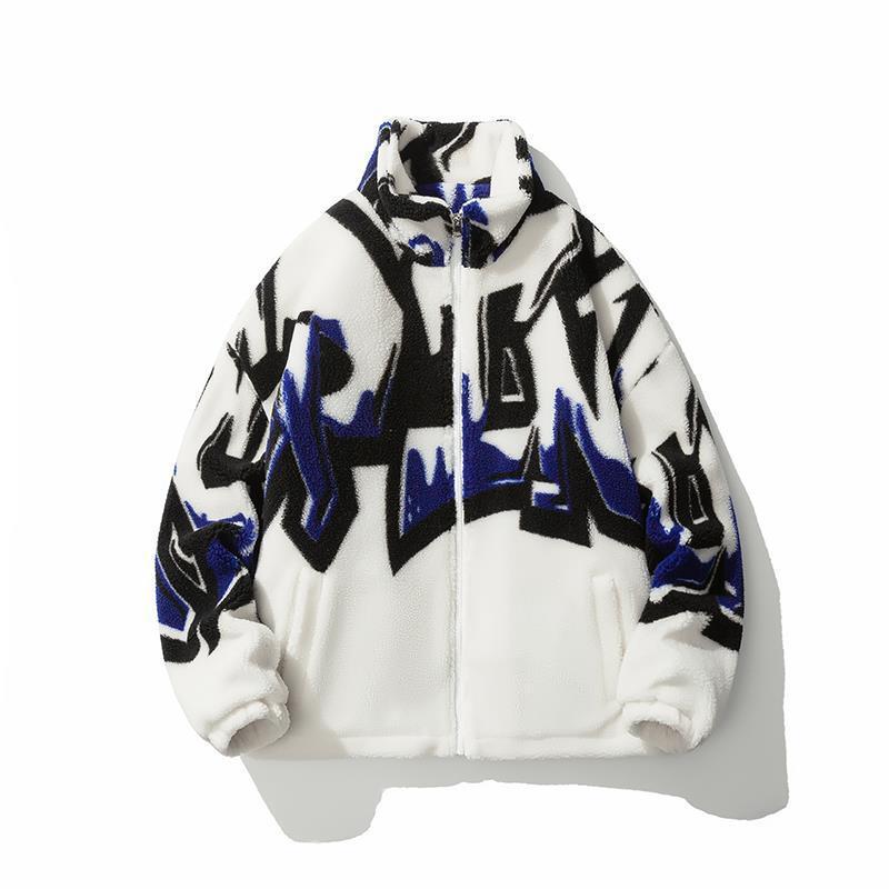 Modischer, bedruckter, lockerer, neuer Herren-Fleece-Baumwollmantel