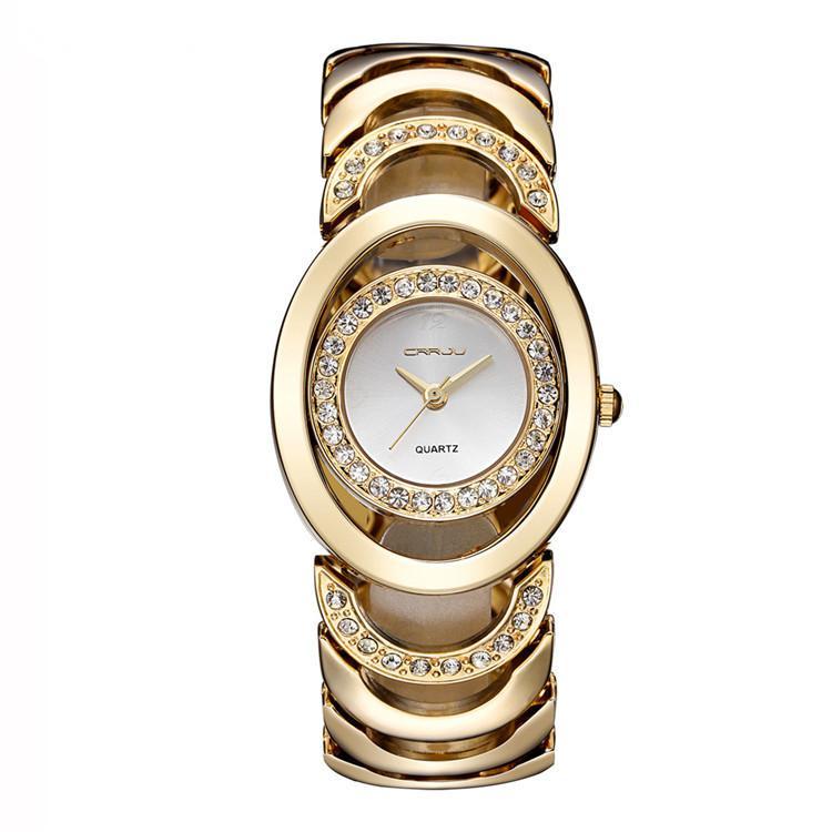Modische und elegante Damenuhr mit Stahlband und Diamanten