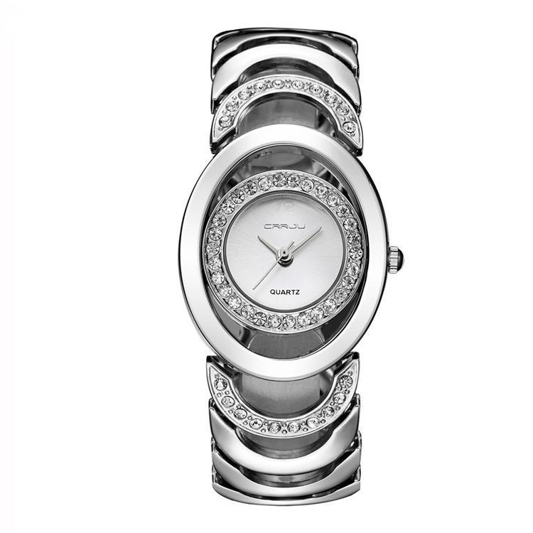 Modische und elegante Damenuhr mit Stahlband und Diamanten