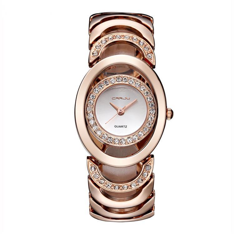 Modische und elegante Damenuhr mit Stahlband und Diamanten