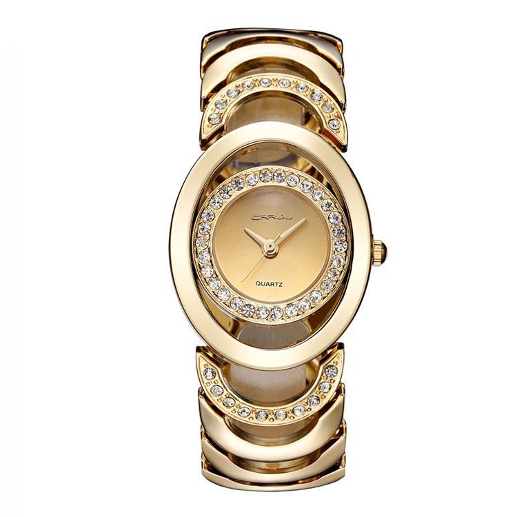 Modische und elegante Damenuhr mit Stahlband und Diamanten