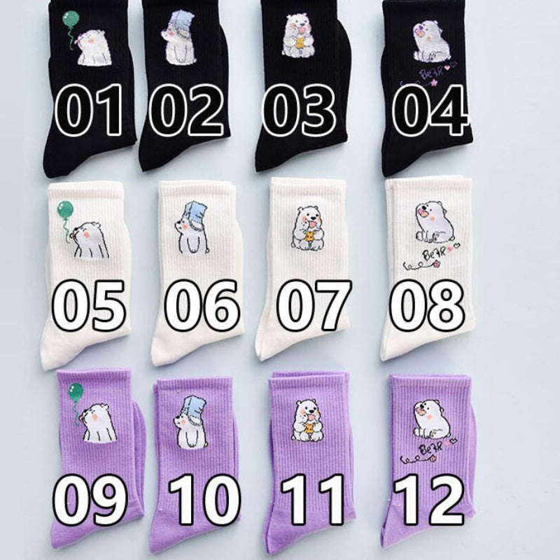 Cute Winter Fashion Women's Cotton Tube 4 Pair Socks