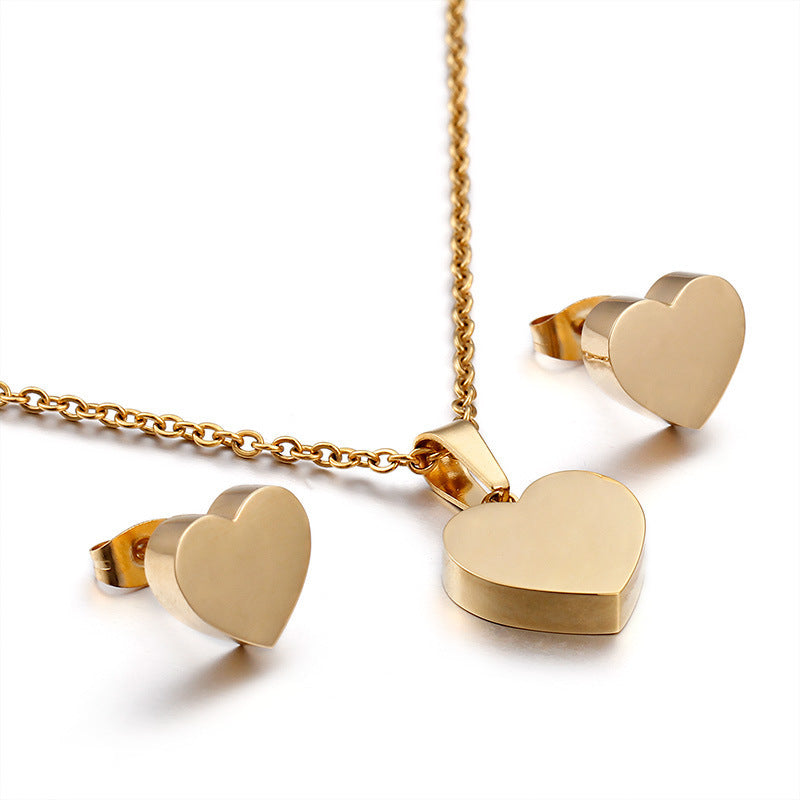 Heart Pendant Earrings Necklace Jewelry Set
