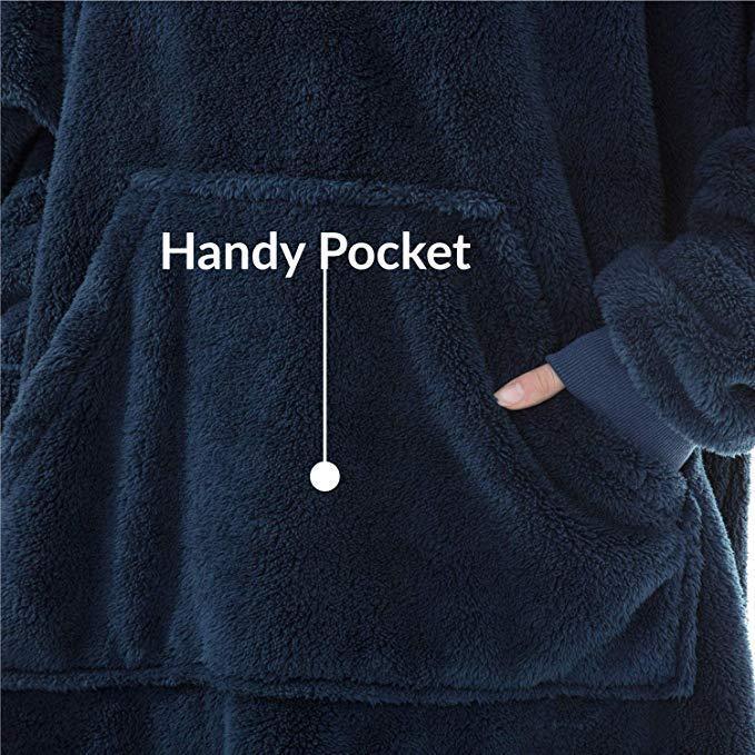 Big Pocket Tops Sweater Comfortable Loose Double-Sided Fleece Thicker Wearable Blanket