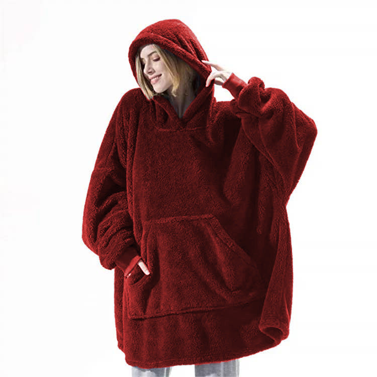 Big Pocket Tops Sweater Comfortable Loose Double-Sided Fleece Thicker Wearable Blanket